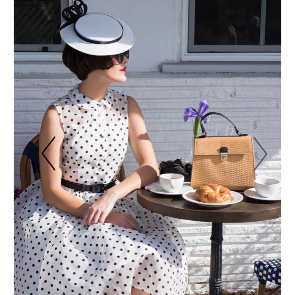 White & Black Dotted Swing Dress